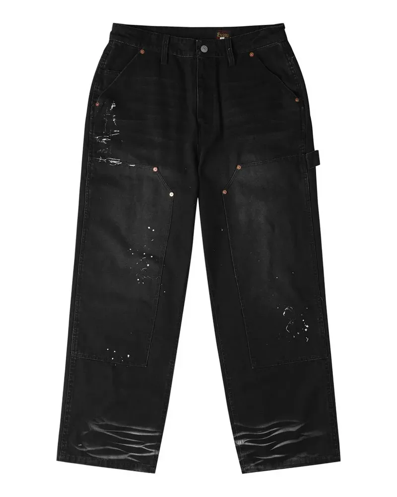 Evisu seagull-print paint-splatter jeans - Schwarz Schwarz