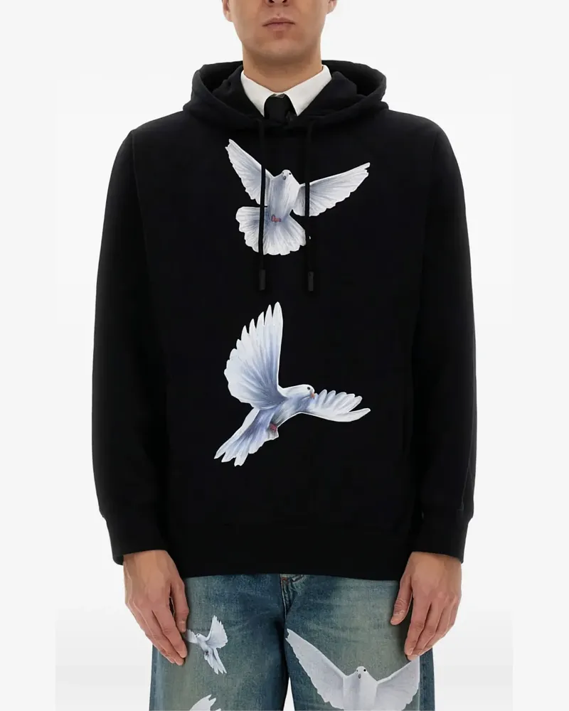 3PARADIS Hoodie mit Tauben-Print - Schwarz Schwarz