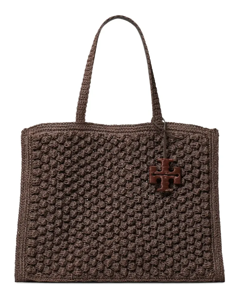Tory Burch large Ella hand-crocheted popcorn tote bag - Braun Braun