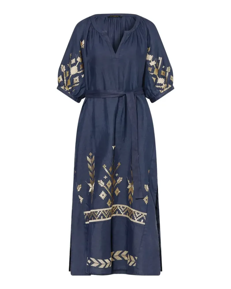 Greek Archaic Kori embroidered midi dress - Blau Blau