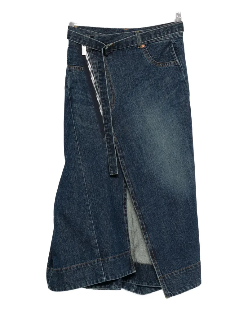 Sacai zip-fastening belted skirt - Blau Blau
