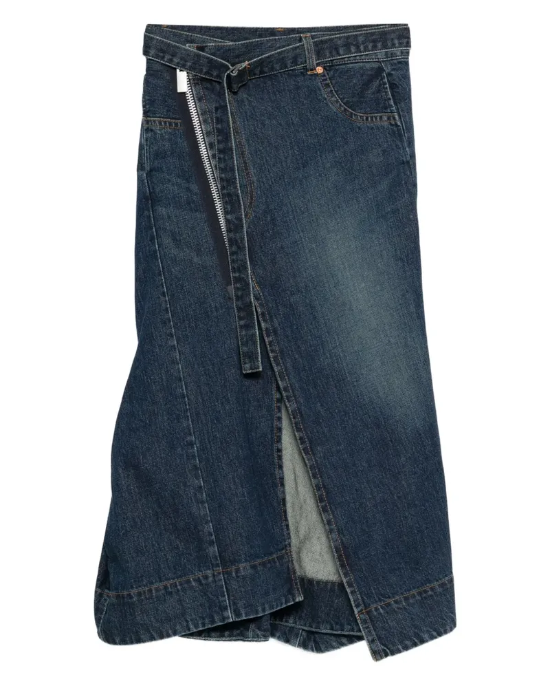 Sacai zip-fastening belted skirt - Blau Blau