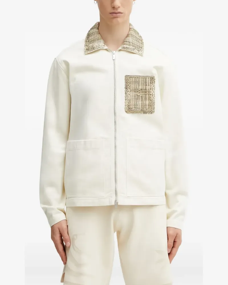 Filling Pieces Panier woven-detail zip-up jacket - Nude Nude