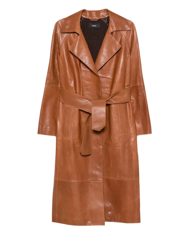 Arma belted leather coat - Braun Braun