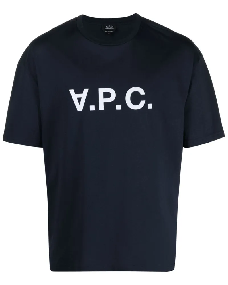 A.P.C. River T-Shirt mit beflocktem Logo Blau