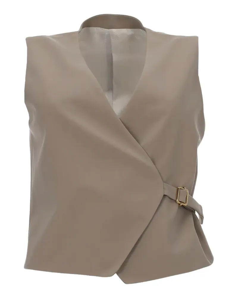 PT TORINO Angela wrap-style buckle-fastening waistcoat - Nude Nude