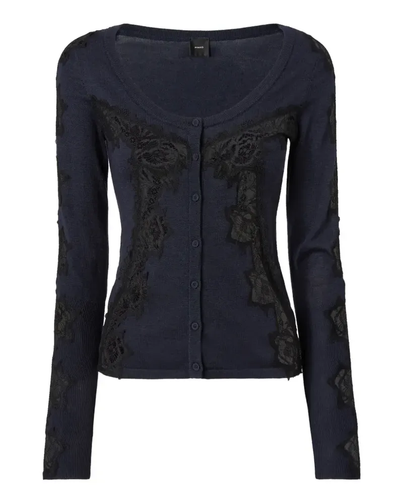 Pinko Geknöpfter Cardigan mit Spitzenbesatz - Blau Blau