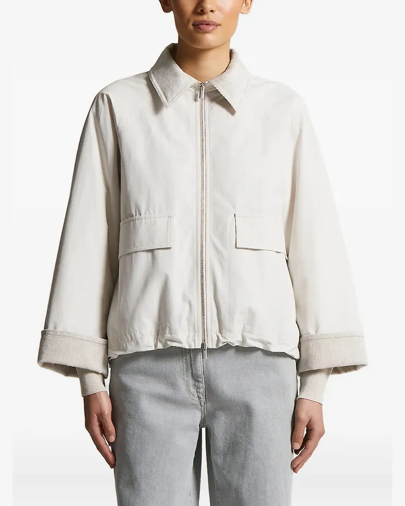 Peserico Reißverschluss-Jacke mit Cordkragen - Nude Nude