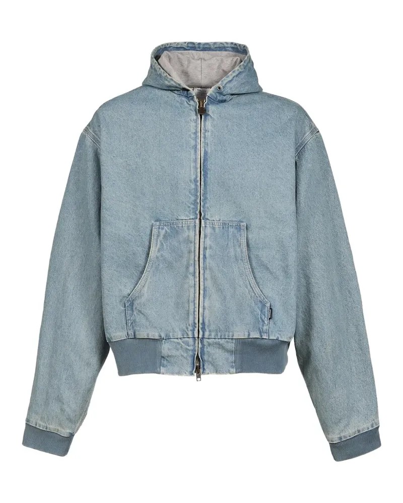 VETEMENTS hooded washed denim jacket - Blau Blau