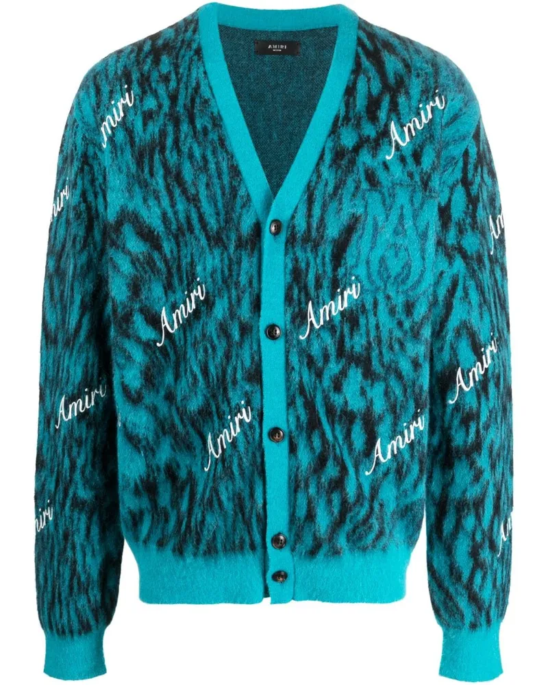 Amiri Cardigan mit Logo-Print - Blau Blau