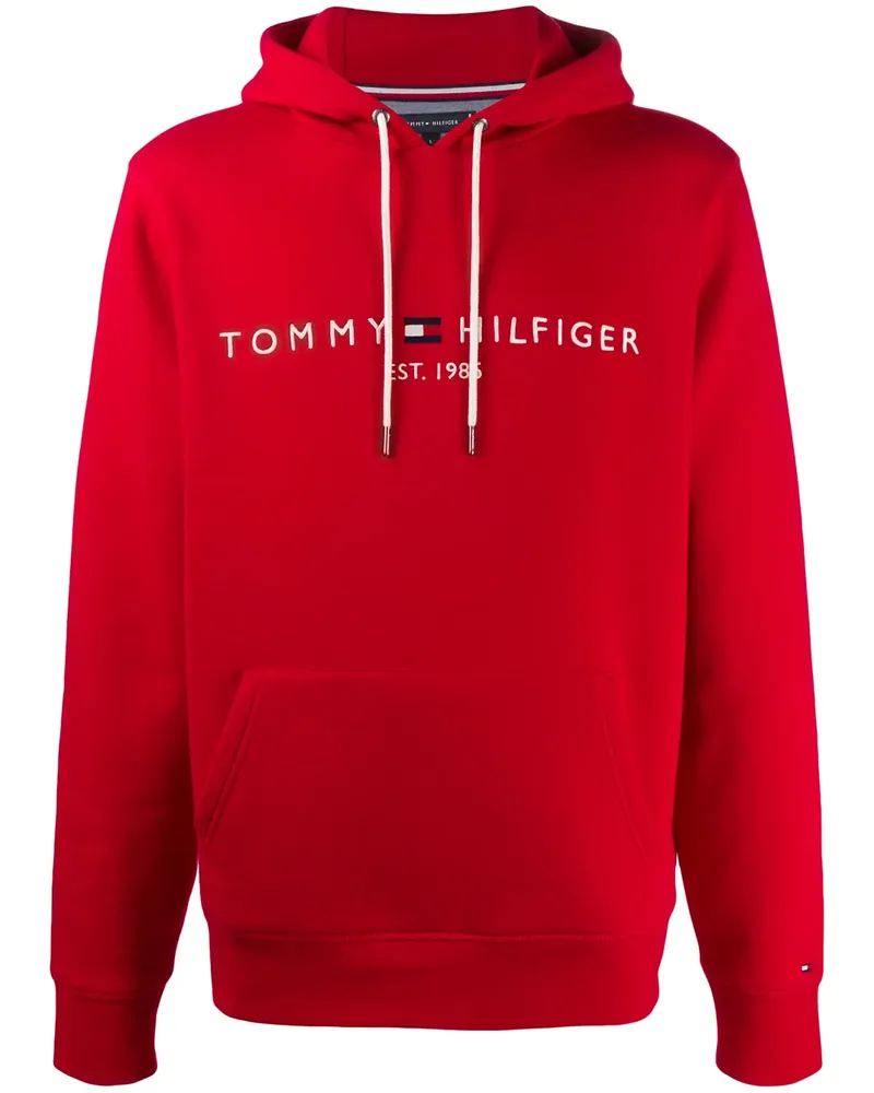 Tommy Hilfiger Kapuzenpullover mit Logo-Print - Rot Rot