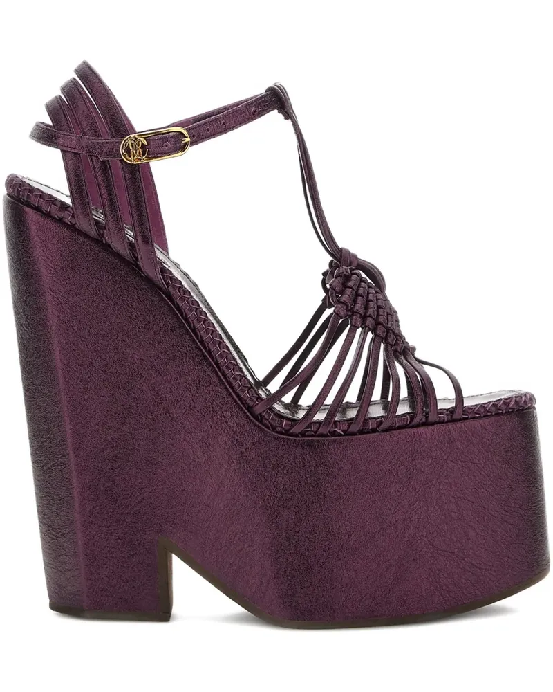 Roberto Cavalli Plateau-Pantoletten mit Knotendetail - Violett Violett