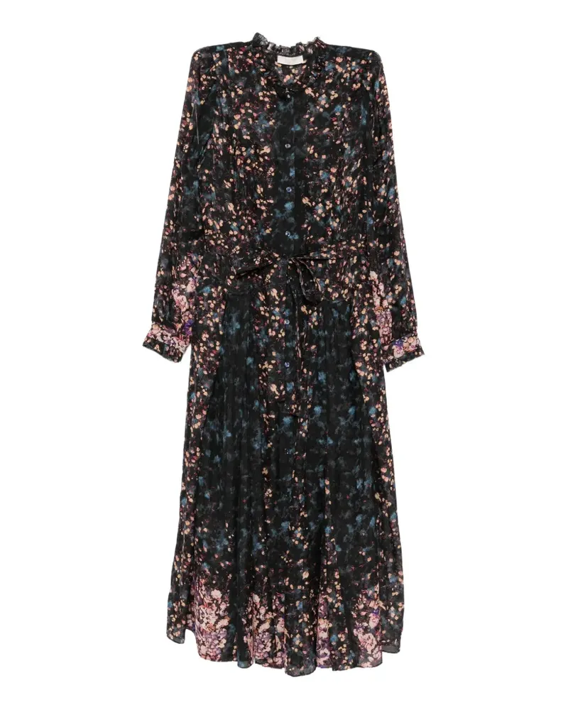 Ulla Johnson Tessa Midikleid aus Seide mit Blumenprint - Schwarz Schwarz