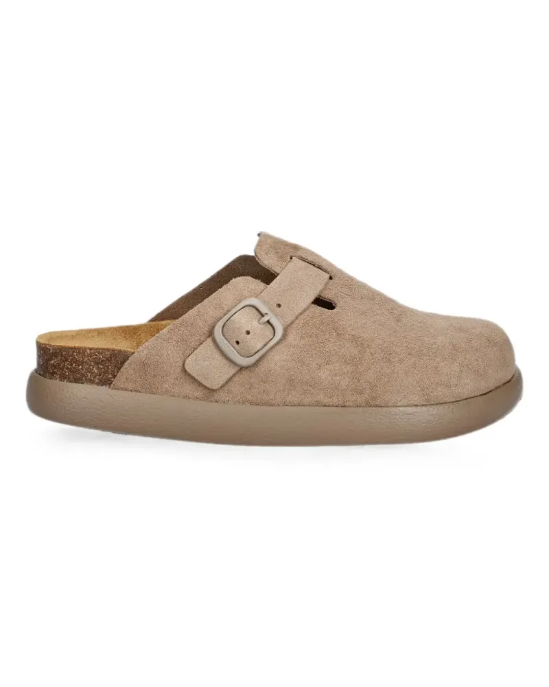 Scholl buckle-fastening suede slippers - Nude Nude