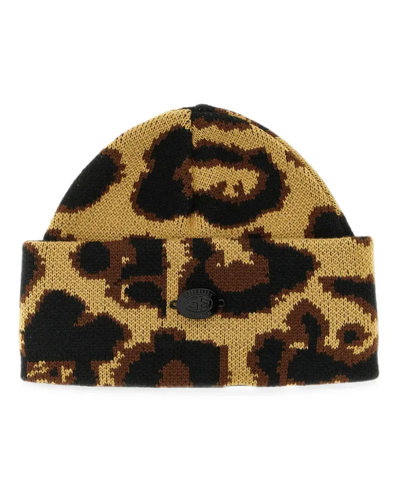 GOLDBERGH Shayna jaguar-print beanie hat - Braun Braun