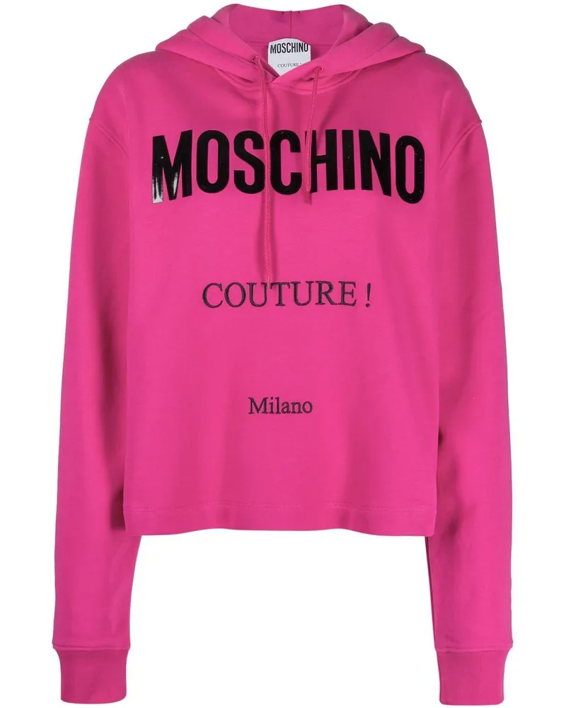 Moschino Cropped-Hoodie mit Logo - Rosa Rosa