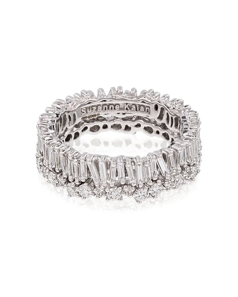 Suzanne Kalan 18kt white gold baguette diamond ring Silber