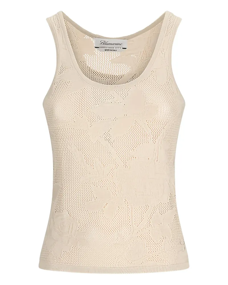 Blumarine Mesh-Oberteil mit Rosenmuster - Nude Nude