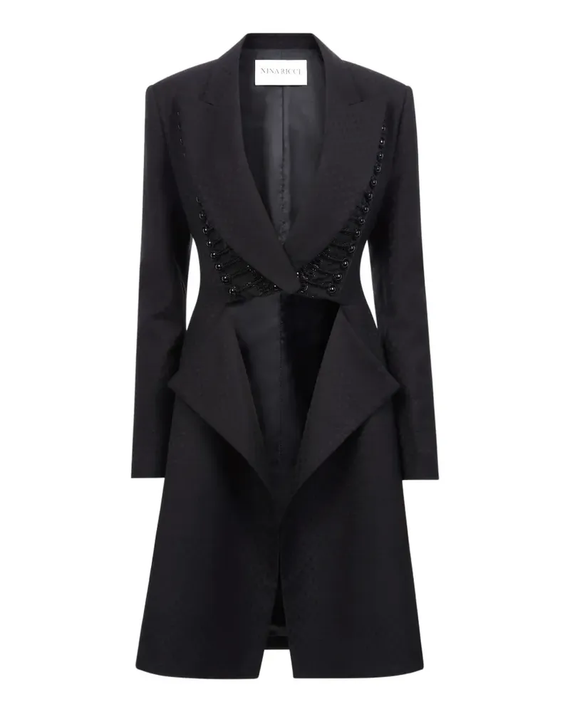 Nina Ricci Jacquard-Mantel mit Frogging-Detail - Schwarz Schwarz