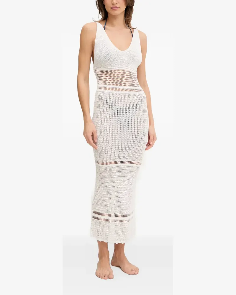 Guess Gehäkeltes Kleid mit V-Ausschnitt - Weiß Weiß