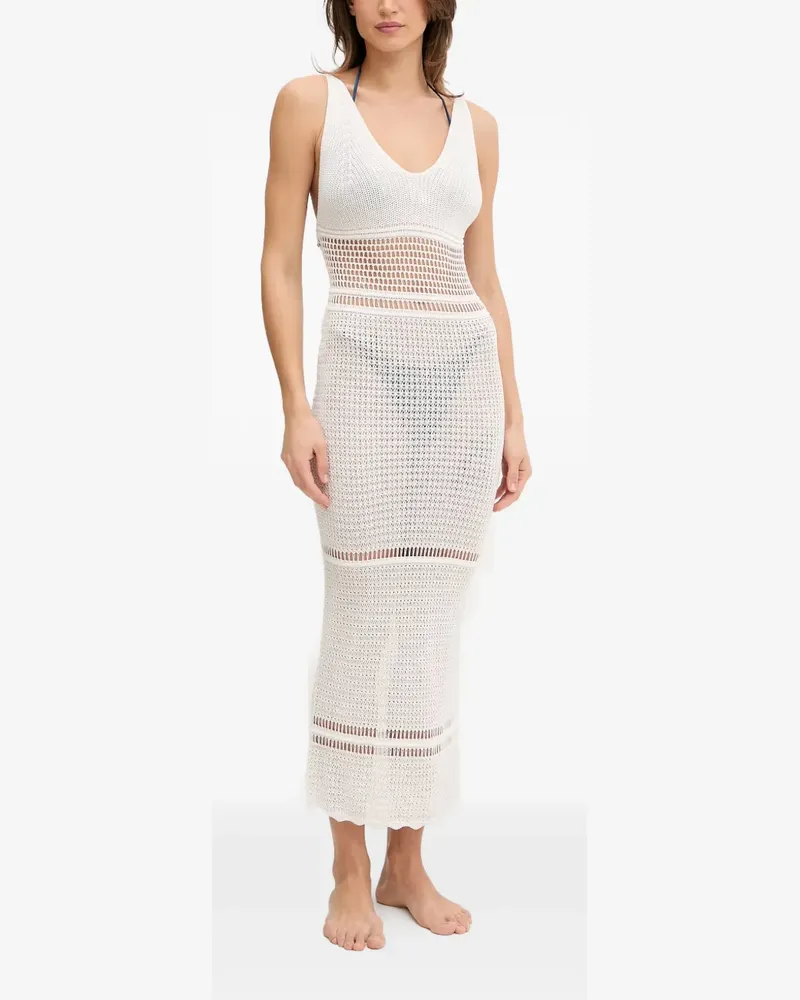 Guess Gehäkeltes Kleid mit V-Ausschnitt - Weiß Weiß