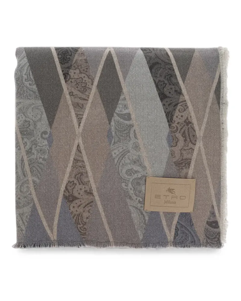 Etro paisley argyle wool blanket - Grau Grau