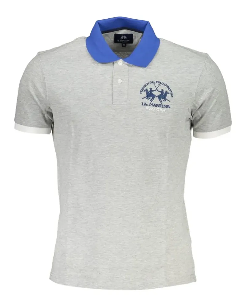 La Martina embroidered cotton polo shirt - Grau Grau