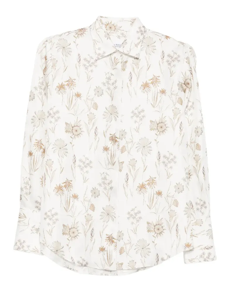 Amina Rubinacci Hemd mit Blumenprint - Weiß Weiß