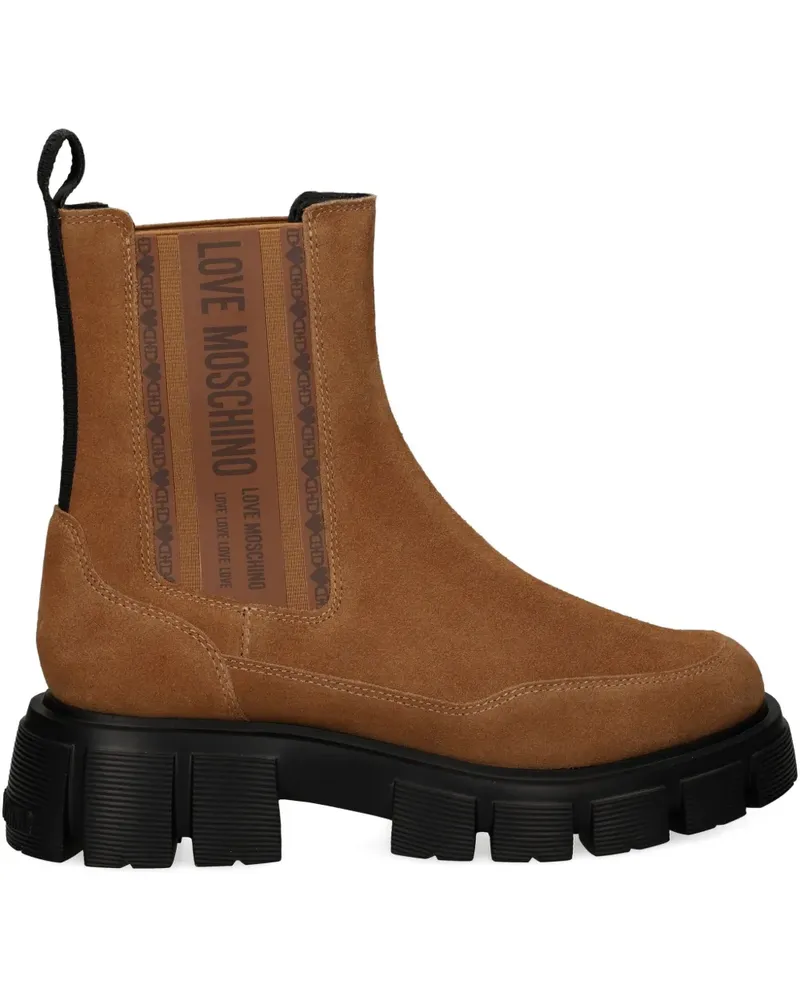 Moschino Stiefel mit Logo-Print - Braun Braun