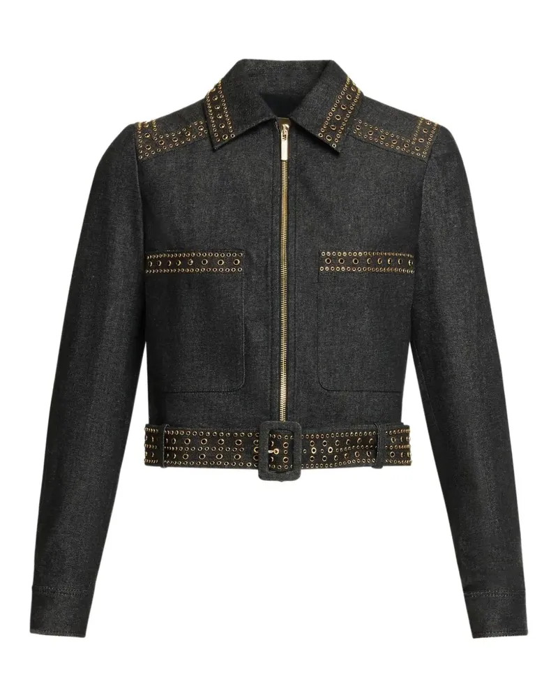 Elie Saab Verzierte Jeansjacke - Schwarz Schwarz
