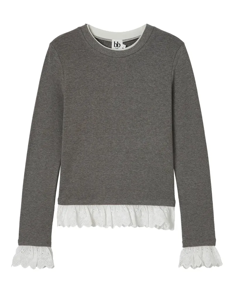 b+ab Top mit Rüschen - Grau Grau