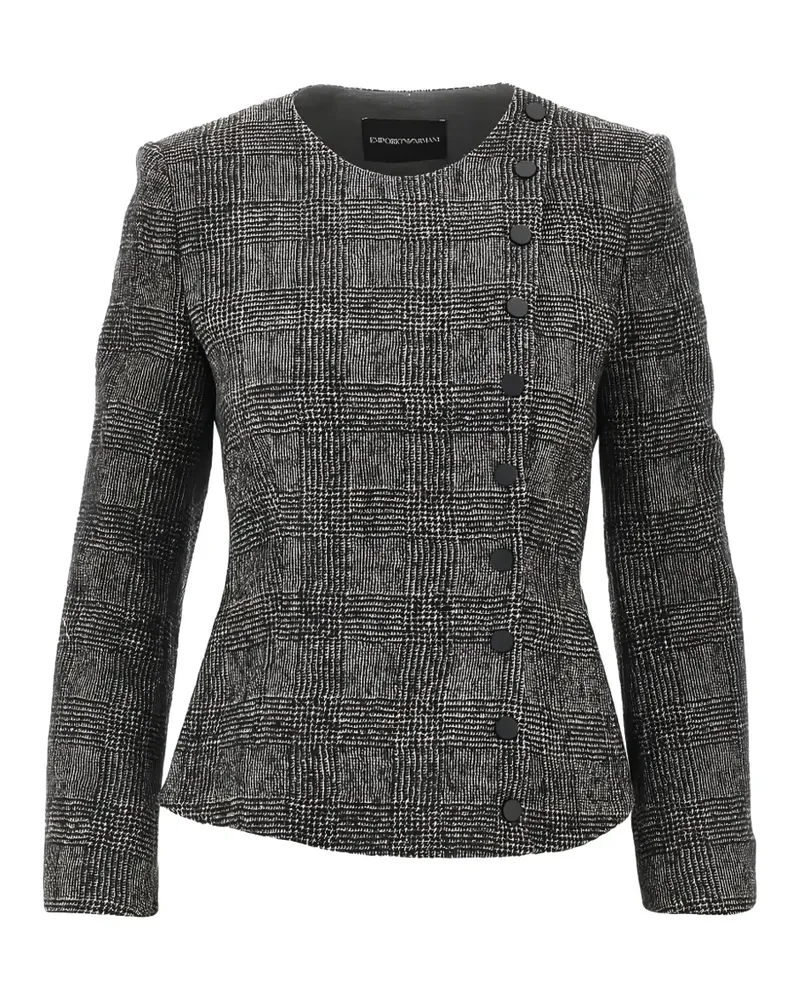 Emporio Armani Prince of Wales check button-up blazer - Grau Grau