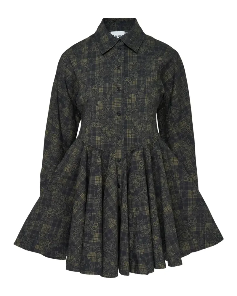 Ganni printed peplum mini dress - Grün Grün