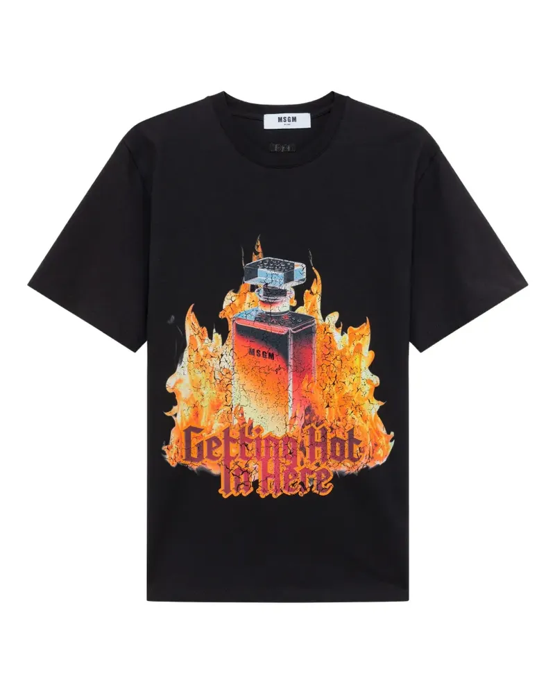 MSGM T-Shirt mit grafischem Print - Schwarz Schwarz