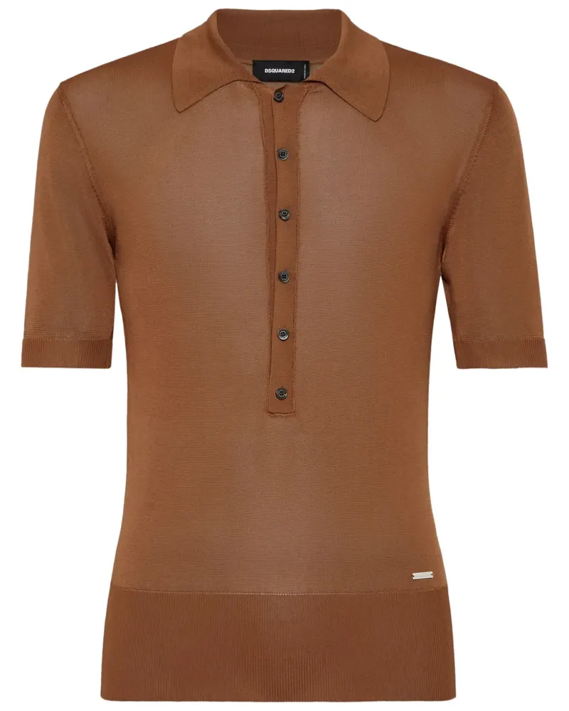 Dsquared2 Poloshirt mit Logo-Schild - Braun Braun