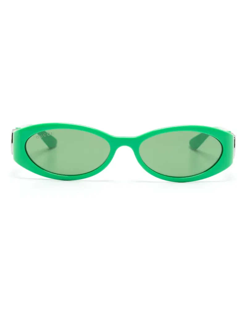 Gucci GG Sonnenbrille mit ovalem Gestell - Grün Grün