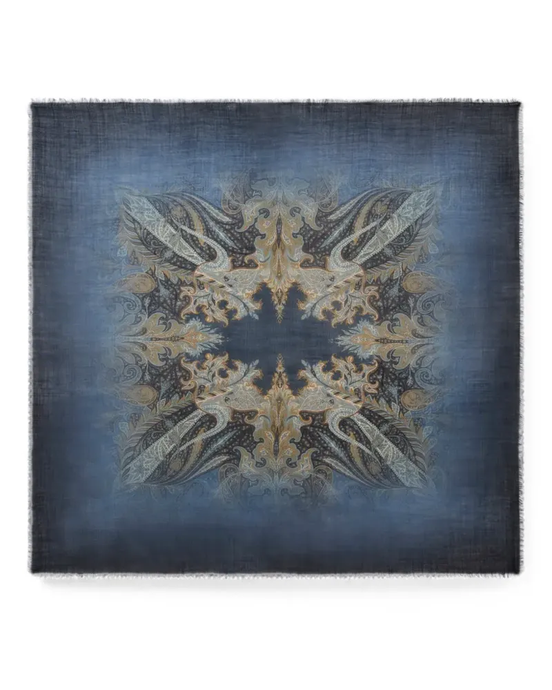 Etro faded paisley-print scarf - Blau Blau