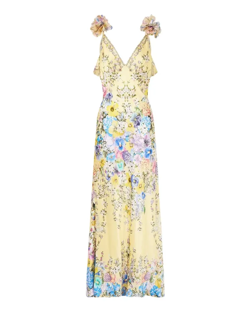 Camilla Maxikleid mit Blumenprint - Gelb Gelb