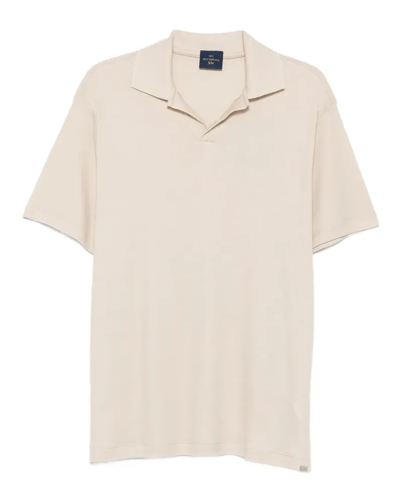 Paul & Shark X-Soft fine-knit open-collar T-shirt - Nude Nude