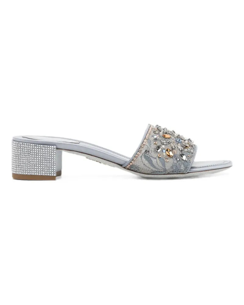 René Caovilla Christy crystal-embellished lace sandals - Blau Blau