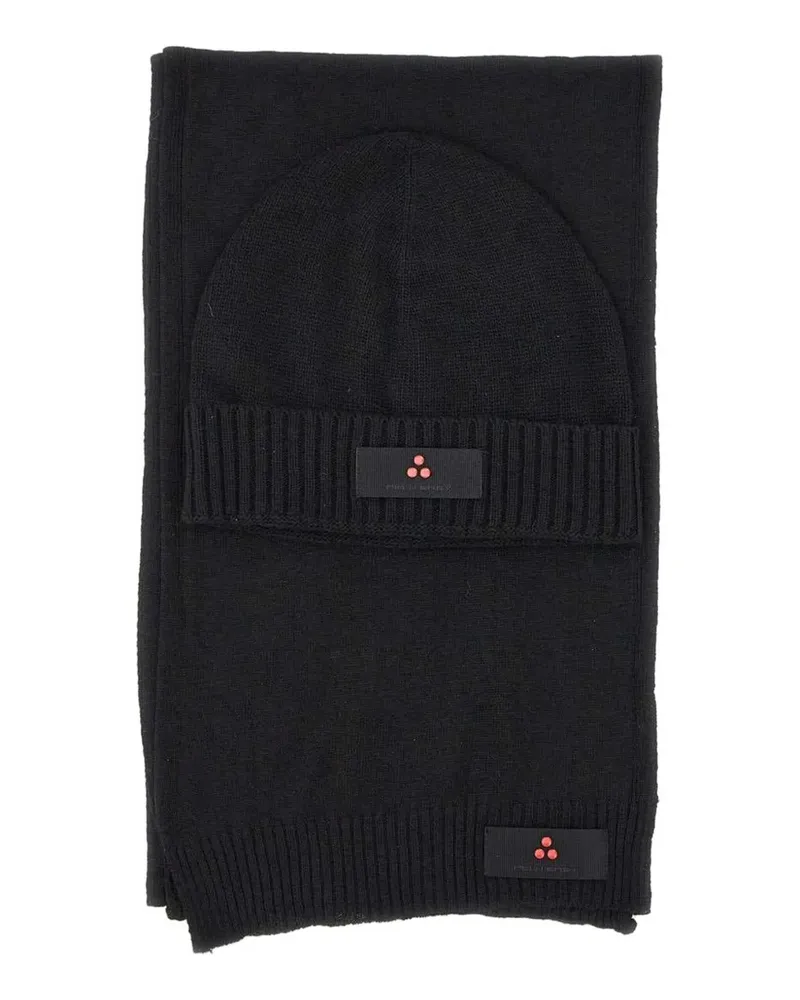 Peuterey Geripptes Silli05 Schal-Set - Schwarz Schwarz