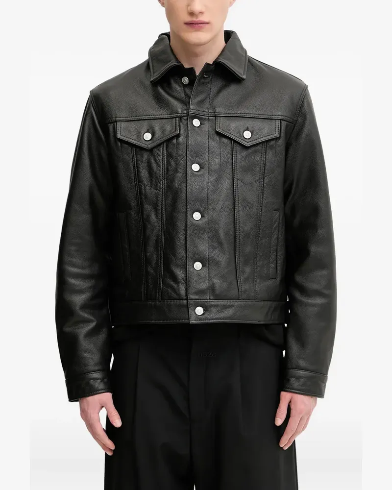 1017 ALYX 9SM Lederjacke mit Knopfverschluss - Schwarz Schwarz