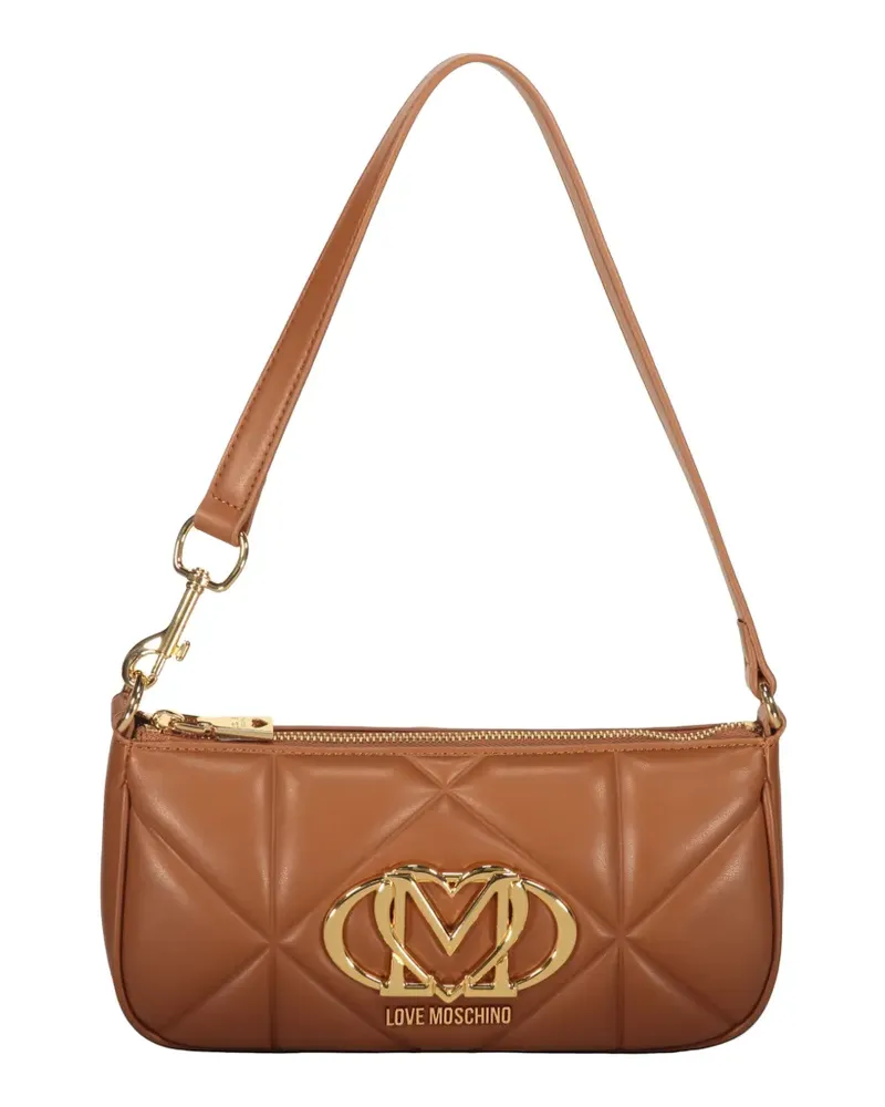 Moschino metallic logo shoulder bag - Nude Nude