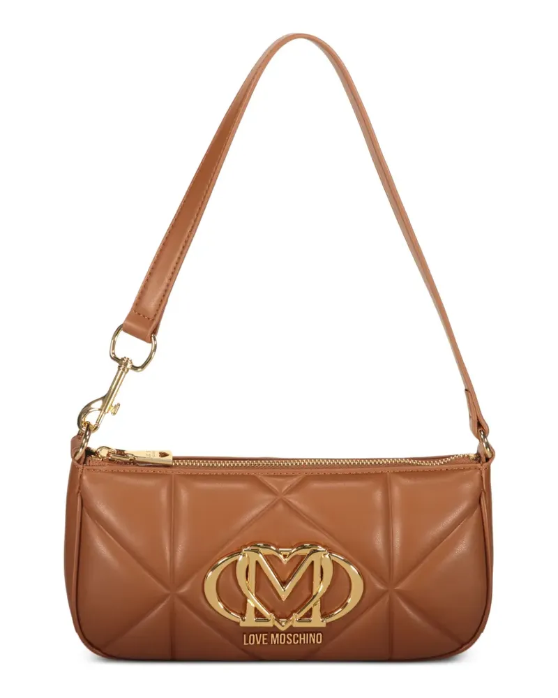 Moschino metallic logo shoulder bag - Nude Nude