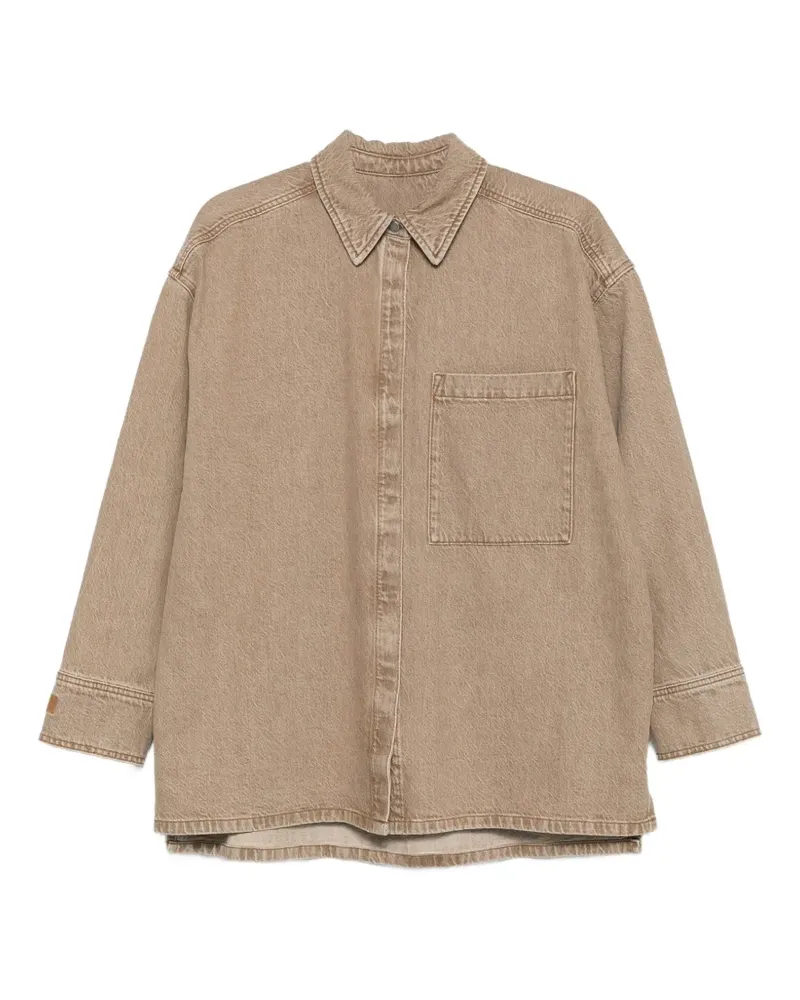 By Malene Birger logo-embroidered denim shirt - Nude Nude