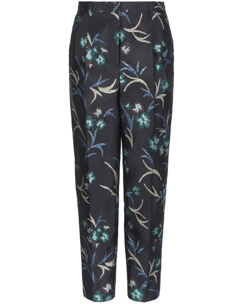 Giorgio Armani Gerade Hose mit Blumen-Print - Schwarz Schwarz