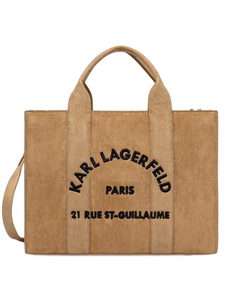Karl Lagerfeld Rue St-Guillaume logo-embroidered tote bag - Nude Nude
