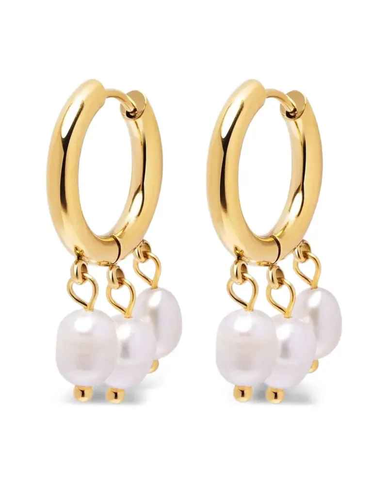 Nialaya Goldcreolen mit Perlen Gold