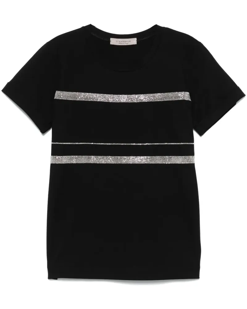 D.EXTERIOR T-Shirt mit Monili-Detail - Schwarz Schwarz