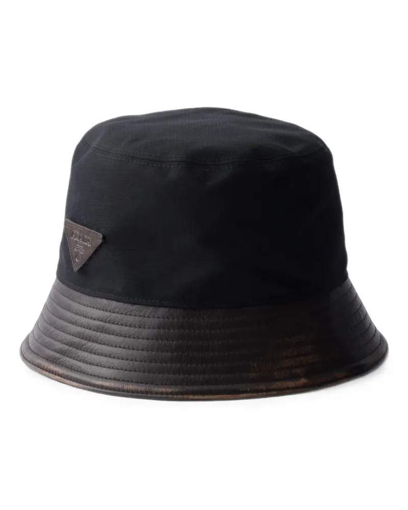 Prada Fischerhut aus Baumwolle und Leder - Schwarz Schwarz